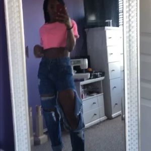 Dark denim ripped jeans